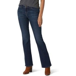 Lee Legendary Midrise Bootcut Jeans Womens 4 Long Blue Dark Wash Stretch NEW